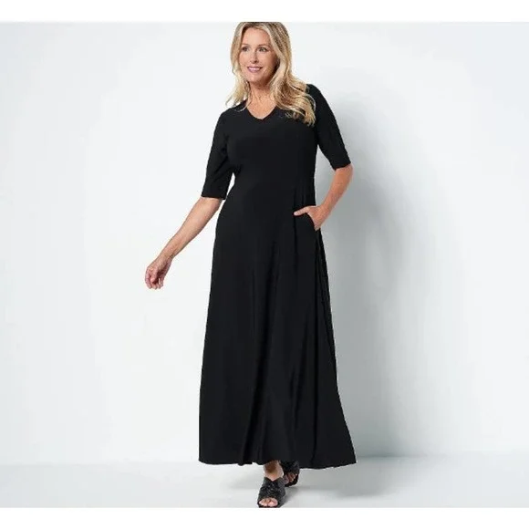 Attitudes by Renee | Dresses | Attitudes By Renee Como Jersey Illusion  Waist Maxi Dress Black Tall Xs | Poshmark